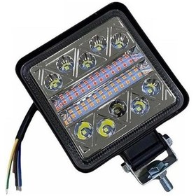 Resim Tecnopoint Beyaz Led Sarı Kırmızı Çakarlı Kare Off Road Sis Farı Çalışma Lambası 26 Led 10-36v 102w 