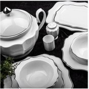 Resim Aryıldız Silver Porselen 60 Parça Yemek Takımı 34001 Beyaz 