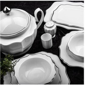 Resim Aryıldız Silver Porselen 60 Parça Yemek Takımı 34001 Beyaz 