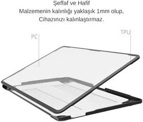 Resim McStorey MacBook Pro 14.2 İnç Kılıf A2442 A2779 A2918 A2992 A3112 A3401 A3185 A3434 A3426 A3427 Uyumlu Shockproof Rugged Hard Case TPU Bumper Darbe Korumalı Hibrit Sert Kapak Şeffaf 