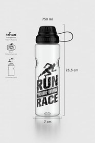 Resim Renga Ege Yazı Desenli 750 ml Tritan Matara 912067 Siyah 