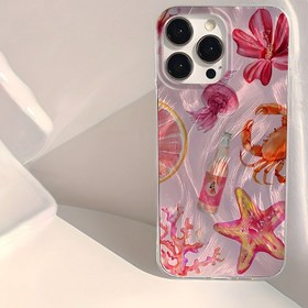 Resim Sevimli Pembe Denizyıldızı, Mercan, Kelp, Yengeç, Deniz Hayatı ve Çiçek Suyu Desenli Tüy Telefon Kılıfı, Kaymaz ve Şok Geçirici Özelliklere Sahip, Dantel Lazer Tasarımıyla, Iphone Modelleri 16, 11, 13, 15, 15 Plus, 15 Pro, 15 Pro Max, 12, 14 Pro Max, 11 Pro Max, 12 Pro, 12 Pro Max, 13 Pro, 13 Pro Max, 14 Pro ve 14 Plus İçin Uygun, Tüy Malzemeyle Yapılmış - Şeffaf Beyaz - Okyanus Çiçekleri LB. 