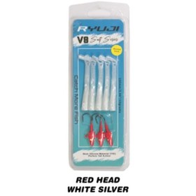 Resim Ryuji V8 10cm 10gr Silikon Yem 3+5 Red Head White Silver 