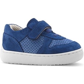 Resim Rakerplus Bob Hakiki Deri Mavi Barefoot Cırtlı Lastikli Bebek Sneaker Ayakkabı 
