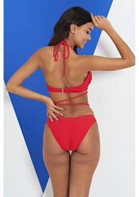 Resim Ruko Maio 2315-1 Kırmızı Çapraz İp Modelli Boyundan Bağlamalı Bikini 001 