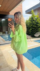 Resim Müslin Neon Yeşil Gömlek - M 
