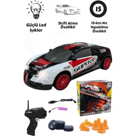 Resim Vardem Oyuncak Vardem Işıklı Uzaktan Kumandalı Full Fonksiyon 2.4g Şarjlı 1:24 Drift Atan Araba Rc Yarış Arabası 15+Km Hız 