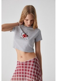 Resim Grimelange Zennı Kadın Bisiklet Yaka Regular Baskılı Grimelanj T-shirt 