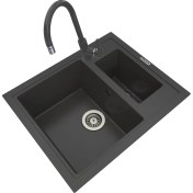 Resim Polex Cristalüx Granit Eviye P-04+Swan-3 Antrasit 