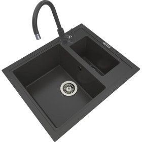 Resim Polex Cristalüx Granit Eviye P-04+Swan-3 Antrasit 