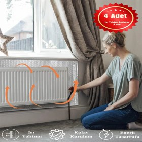 Resim Hasby 4 Adet Kalorifer Peteği Arkası Isı Yalıtım ve Izolasyon Levhası Radyatör Arkalığı Yalıtım Malzemesi 