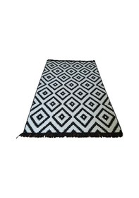 Resim Algelsineve Piramit Desen Siyah & Beyaz Çift Taraflı Antik Kilim 80x125 Siyah - Beyaz 