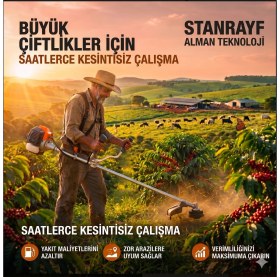 Resim Stanrayf Alman 20HP 15 Parça Ultra Güçlendirilmiş Benzinli Motorlu Yan Tip Tırpan Ot Çalı Çim Biçme Motoru Makinası 