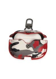 Resim Newface Apple Uyumlu AirPods Pro 2 2.nesil Çanta Kamuflaj Deri Kılıf - Kırmızı 