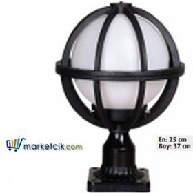 Resim 20 Lik Düz Meridyen Model Set Üstü Park Bahçe Aydınlatma Armatürü Siyah 