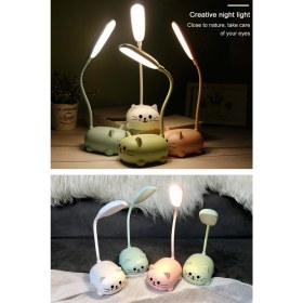 Resim Technosmart Usbli Kedi Figürlü Masa Lambası Hediyelik Gece Lambası Şarj Edilebilir Çocuklar Için 