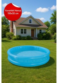 Resim Mavi Yuvarlak Şişme Havuz 155x32 cm 