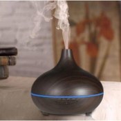 Resim RTG Aroma Terapi Oda Hava Nemlendirici Işıklı Ultrasonik Buhar Makinesi Ahşap Görünüm 7 Renk Led Işı 