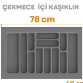 Resim Gri Renk Çekmece İçi Kaşıklık Ve Kepçelik 78x49 Cm 69x40 Ölçülerine Kadar Kesilebilir Gri 