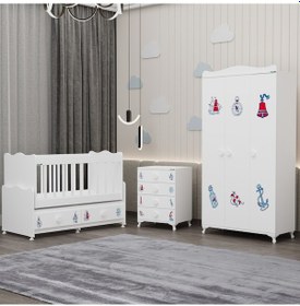 Resim Elegant Yıldız 3 Bebek Odası Takımı - Denizci Beyaz 