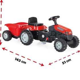 Resim PİLSAN Pilsan Active Römorklu Pedallı Traktör - Kırmızı 