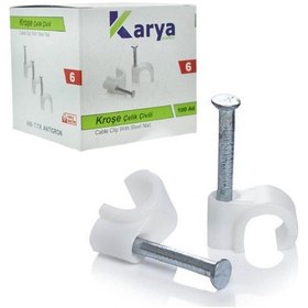 Resim Ayt Kroşe 6 Numara Çelik Çivili 12 Mm Kroşe 100 Lü Paket 4x6 Kablolar İçin Kablo Tutucu 