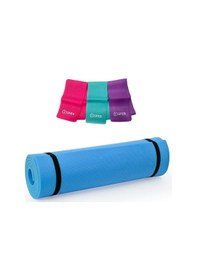 Resim Spor Byfit 10 Mm Pilates Minderi Ve 3 Lü Pilates Band Seti - Mavi 
