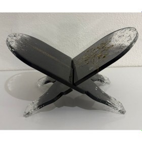 Resim Siyah Renk Çiçekli Ve Yazı Motifli Epoksi Reçine Rahle Özel Tasarım - Tek Üretim - 37x19 Cm 