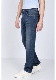 Resim Erkek Koyu Mavi Rahat Kesim Jean Pantolon 