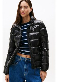 Resim Tjw Slim Zip Print Kadın Siyah Şişme Ceket-11276 Siyah 