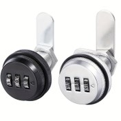 Resim 2 adet Anahtarlı 20mm Kombinasyon Kilidi, Üç Yuvarlak Metal Dolap Kilidi, Çekmece ve Gardırop Güvenlik Kilidi, Güç ve Pil Gerektirmez, Masaüstü, Posta Kutusu, Dolaplar için Uygun, 5-12mm Kalınlığında Paneller için Uygun 