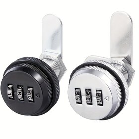 Resim 2 adet Anahtarlı 20mm Kombinasyon Kilidi, Üç Yuvarlak Metal Dolap Kilidi, Çekmece ve Gardırop Güvenlik Kilidi, Güç ve Pil Gerektirmez, Masaüstü, Posta Kutusu, Dolaplar için Uygun, 5-12mm Kalınlığında Paneller için Uygun 