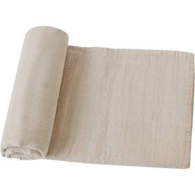 Resim Tinybabyconcept Soft Organik % 100 Pamuk Tek Kat Müslin Kundak Örtüsü Bebek Batteniyesi Bej Renk 110x110 Cm 