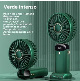 Resim Taşınabilir Usb El Tipi Vantilatör Ekran Ve Telefon Tutucu Koyu Yeşil, 