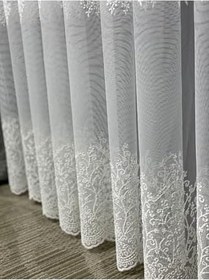 Resim Cortibo Lizbon Serpme Desen 1'e 2,5 Orta Pileli Tül Perde, 150 x 260 