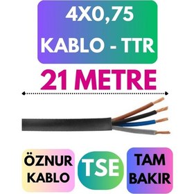 Resim Öznur 4x0,75 Ttr Kablo Metre Seçenekli Siyah - 21 Metre 