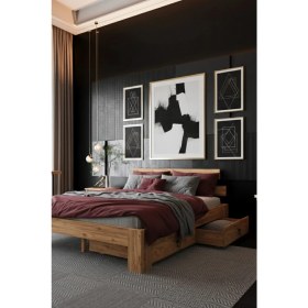 Resim Renazzo Mobilya Lotus 2 Çekmeceli Modern Mdf Karyola - 1. Sınıf 18 mm Mdf ve Tekerlekli Depolama Alanlı Karyola 
