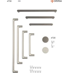 Resim System 4730 Modern Düz Kulp Kalaylı Siyah Saten Renk 192 mm (Iki Delik Arası Mesafe) 