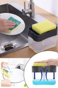 Resim Kitchen Beauty Pompalı Sünger Hazneli Sıvı Sabunluk Lüx Üsten Basmalı Bulaşık Deterjanlığı 