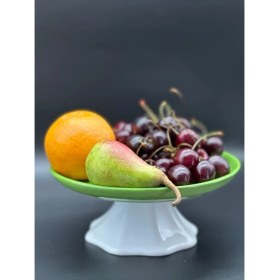 Resim Megg Rengarenk Açık Yeşil Ayaklı Meyvelik Sunum Kasesi Kek Standı Çap 21CM Yükseklik 10 cm 