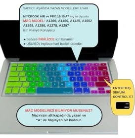 Resim Uray Home Klavye Koruyucu Silikon Ince Klavye Kaplama Film Air Pro Eski USB Li Model 2008-2017 Uyumlu Us-Abd Ingilizce Dizilim Renkli Baskı Pembe Yeşil 