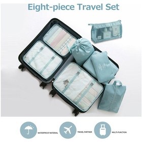 Resim Moveevo Saklama Çantaları 8 Parça Set Seyahat Organizatörü Bavul Paketleme Seti Saklama Kutuları Taşınabilir Bagaj Organizatörü Yeşil 