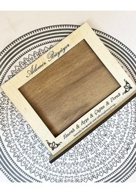 Resim 10x15, 13x18, 15x21 Ebatında Kişiye Özel Kişiselleştirilebilir Üzerinde İsim Yazılı Ahşap Fotoğraf Çerçevesi - Yatay 