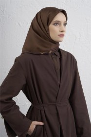 Resim Armine Monogram Desenli Saf İpek Twill Eşarp 9401d 80 KAhverengi 