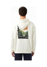 Resim Nautica Erkek Krem Oversize Kapüşonlu Sweatshirt Desenli K57071t Krem 