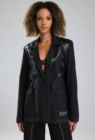 Resim tw3 Kadın Saten Detaylı Biyeli Tasarım Blazer Ceket 
