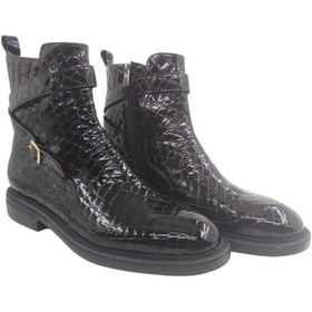 Resim Oneka Shoes Erkek Günlük Çizme Gold dilli tokalı siyah kroko rugan 420525YTÇ2234 