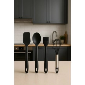 Resim Pazarika Silikon Mutfak Seti 4’lü – Kaşık Spatula Yumurta Fırçası ve Çırpıcı 