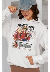 Resim Sevbano One Piece Monkey D. Luffy Baskılı Unisex Oversize Anime Karakter beyaz 