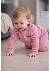 Resim Babyhola Kız Erkek Bebek Takım Pamuk Düğmeli Sweat Düğmeli Alt Üst Takım 236312 Gül Kurusu 